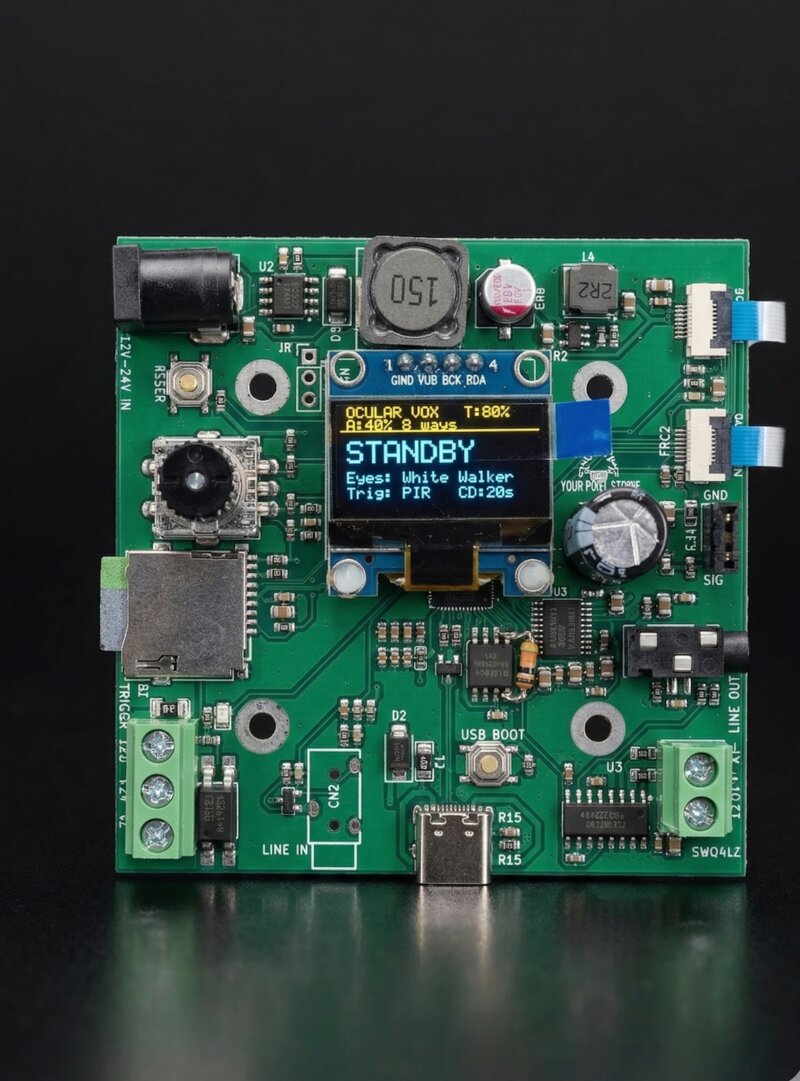 Ocular Vox PCB controller board with OLED display